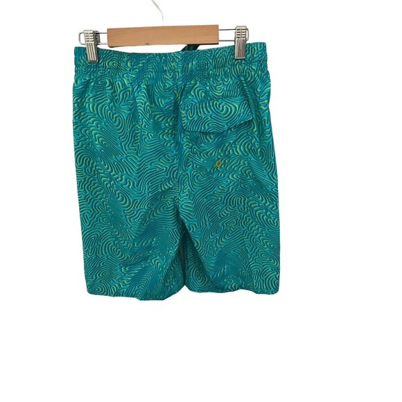 Laguna Swim Shorts M 10/12 Boys Teal & Neon Green Abstract Print 90% Polyester 1 - Picture 2 of 9
